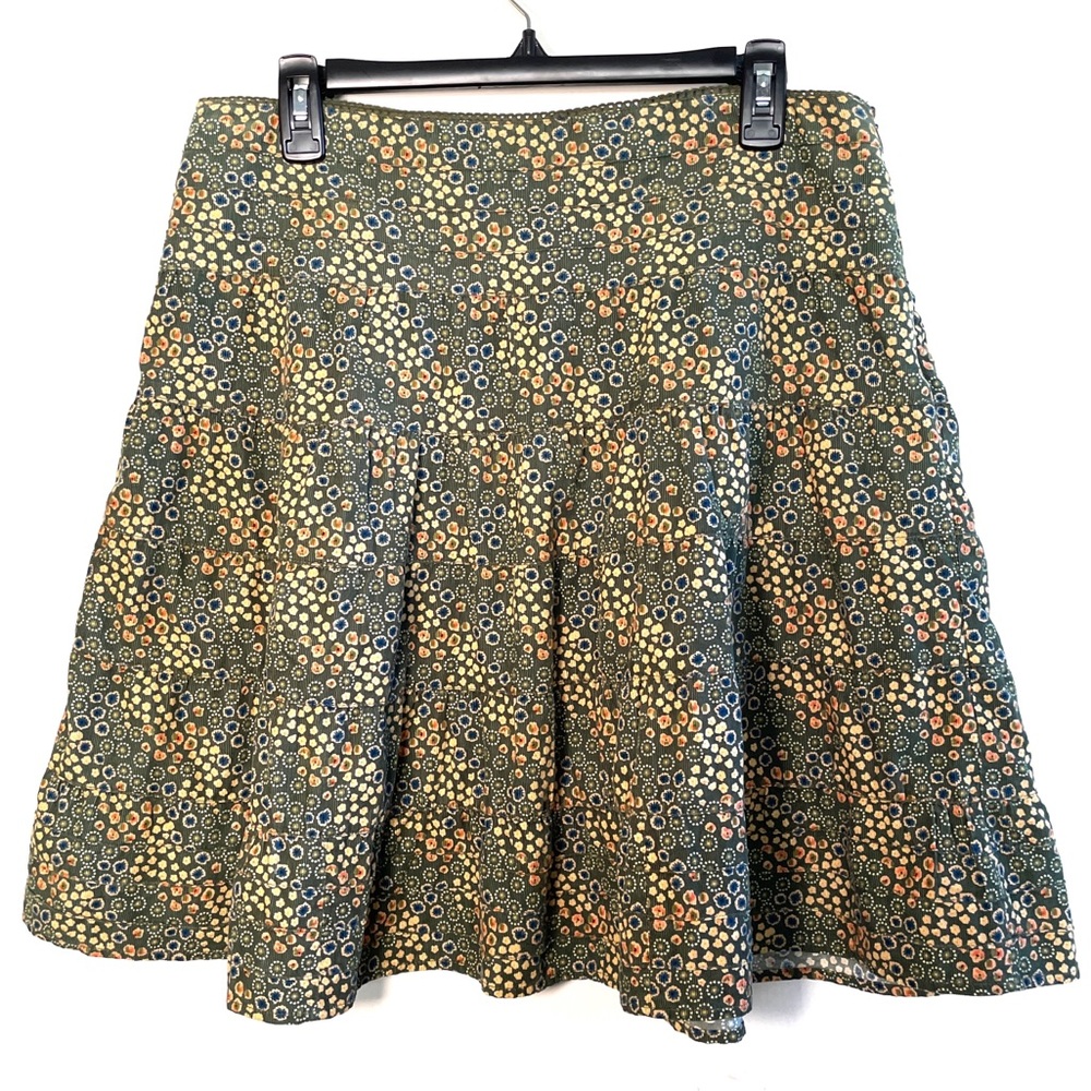 Mossimo Green Corduroy Ruffled Floral Skirt Size 11